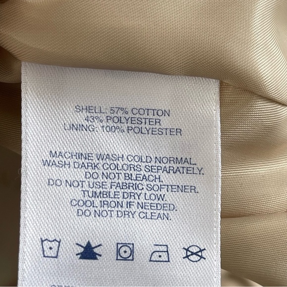 Lands End Double Breasted Short Trench Coat Jacket Neutral Tan Spring Coastal - Picture 10 of 10